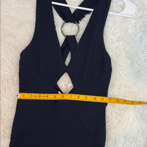 Free People All The Right Angles Knit Dress Navy Cutout Midi Size XS - Picture 9 of 9
